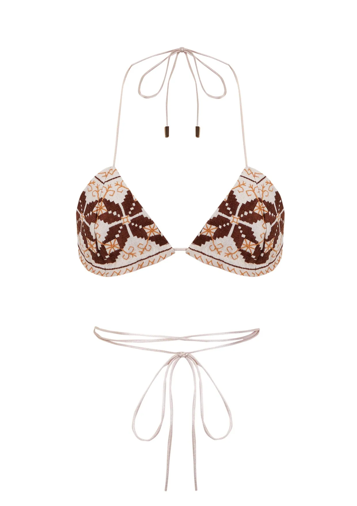 Tie-Waist Embroidered Cotton-Mix Bralette Top