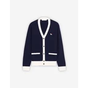 Unisex Baby Fox Patch Bi-Color Classic Cardigan - Navy