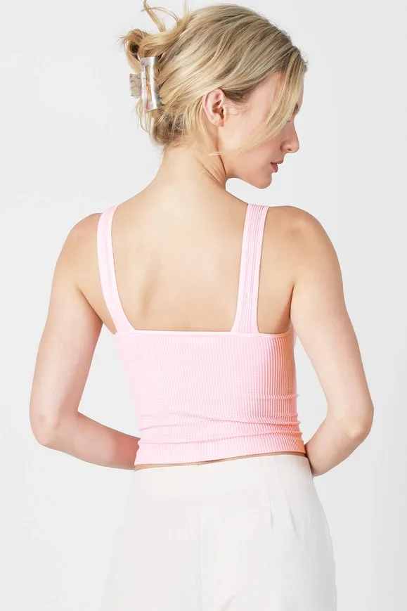 V Neck Ribbed Crop Top