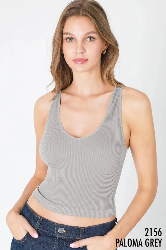 V Neck Ribbed Crop Top