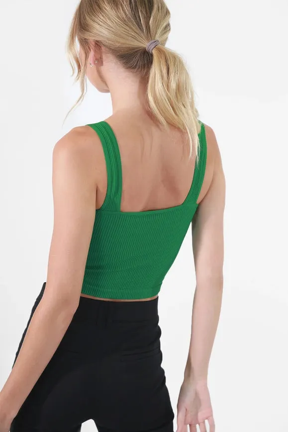 V Neck Ribbed Crop Top