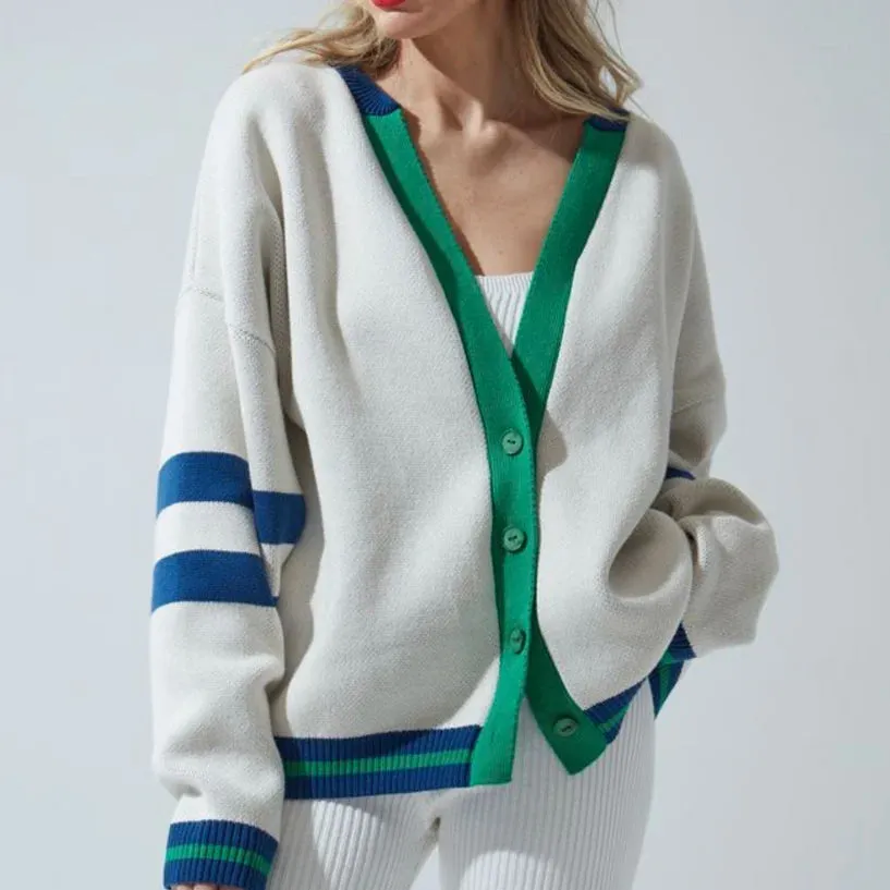 Varsity Charm Striped Cardigan