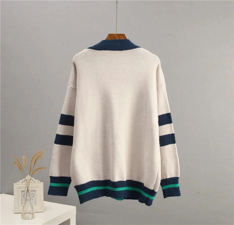 Varsity Charm Striped Cardigan