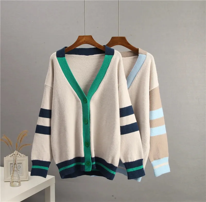 Varsity Charm Striped Cardigan