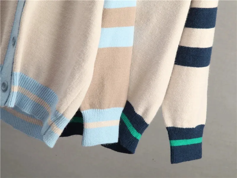 Varsity Charm Striped Cardigan