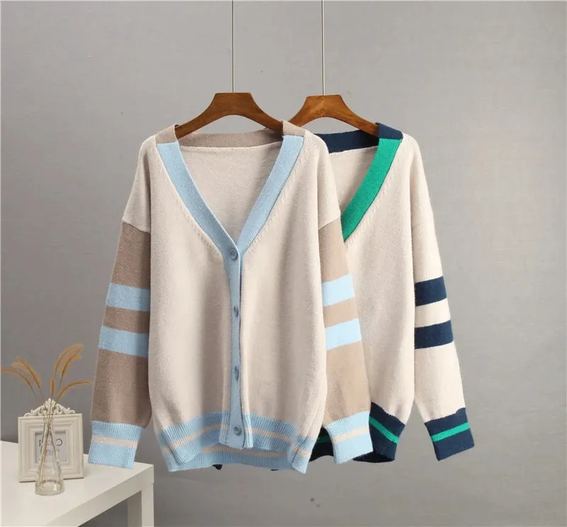 Varsity Charm Striped Cardigan