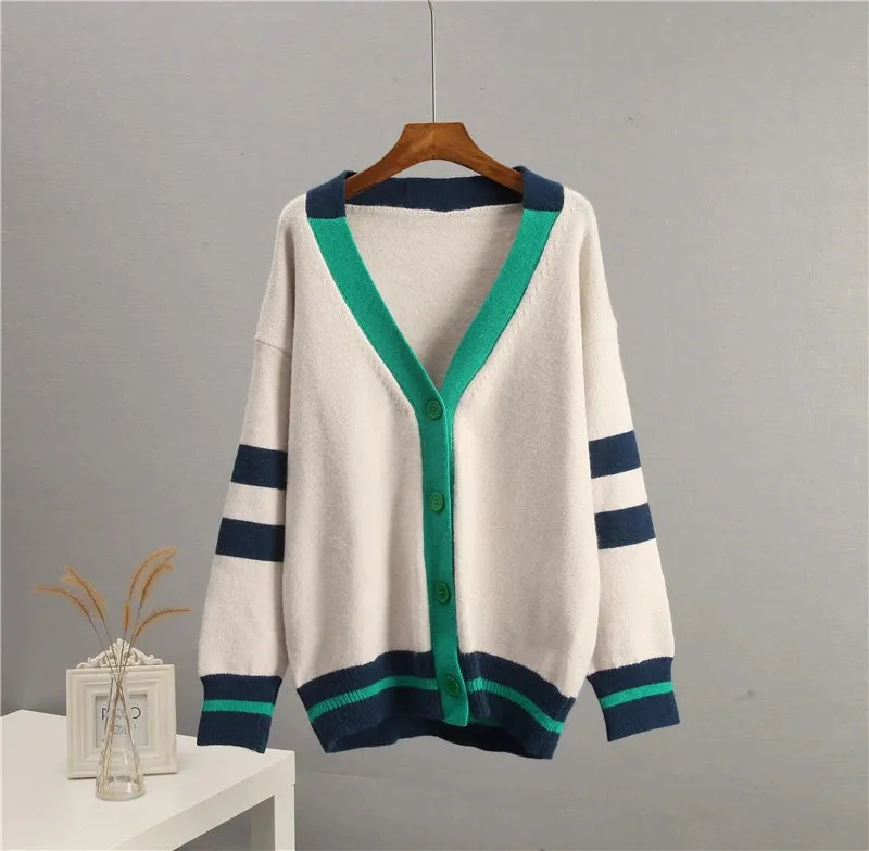 Varsity Charm Striped Cardigan