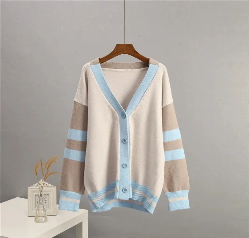 Varsity Charm Striped Cardigan