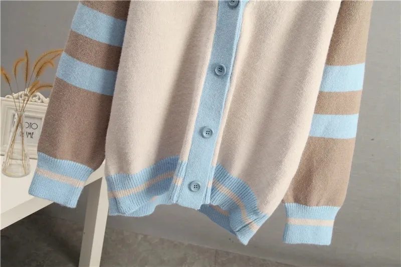 Varsity Charm Striped Cardigan