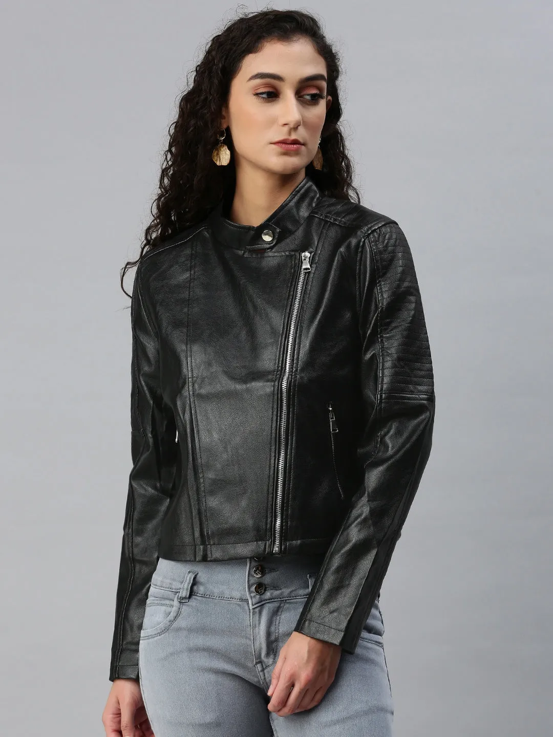 Women Genuine Leather Biker Jacket