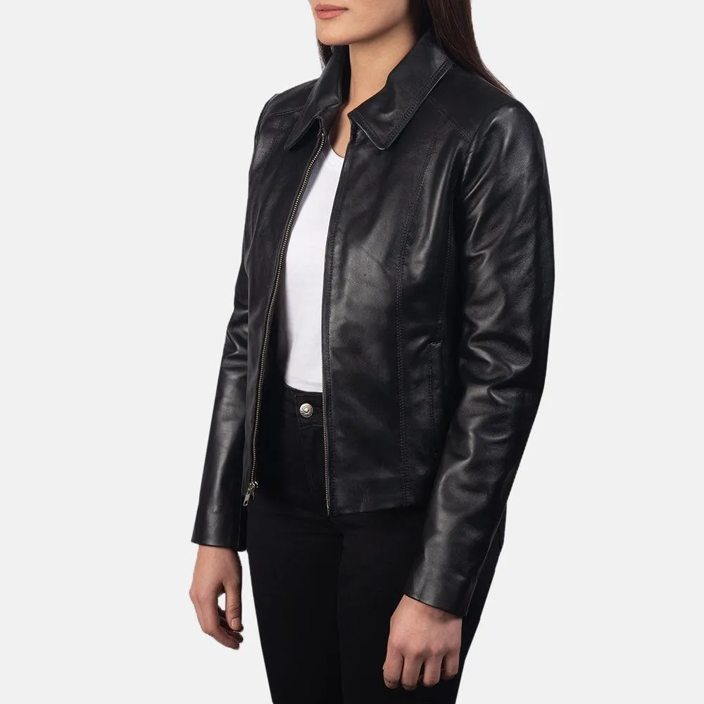 Womens Colette Black Leather Jacket