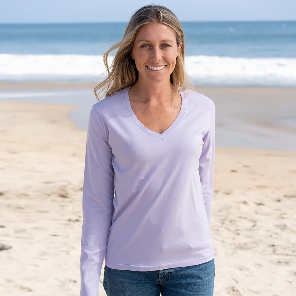 Womens Long Sleeve V-neck