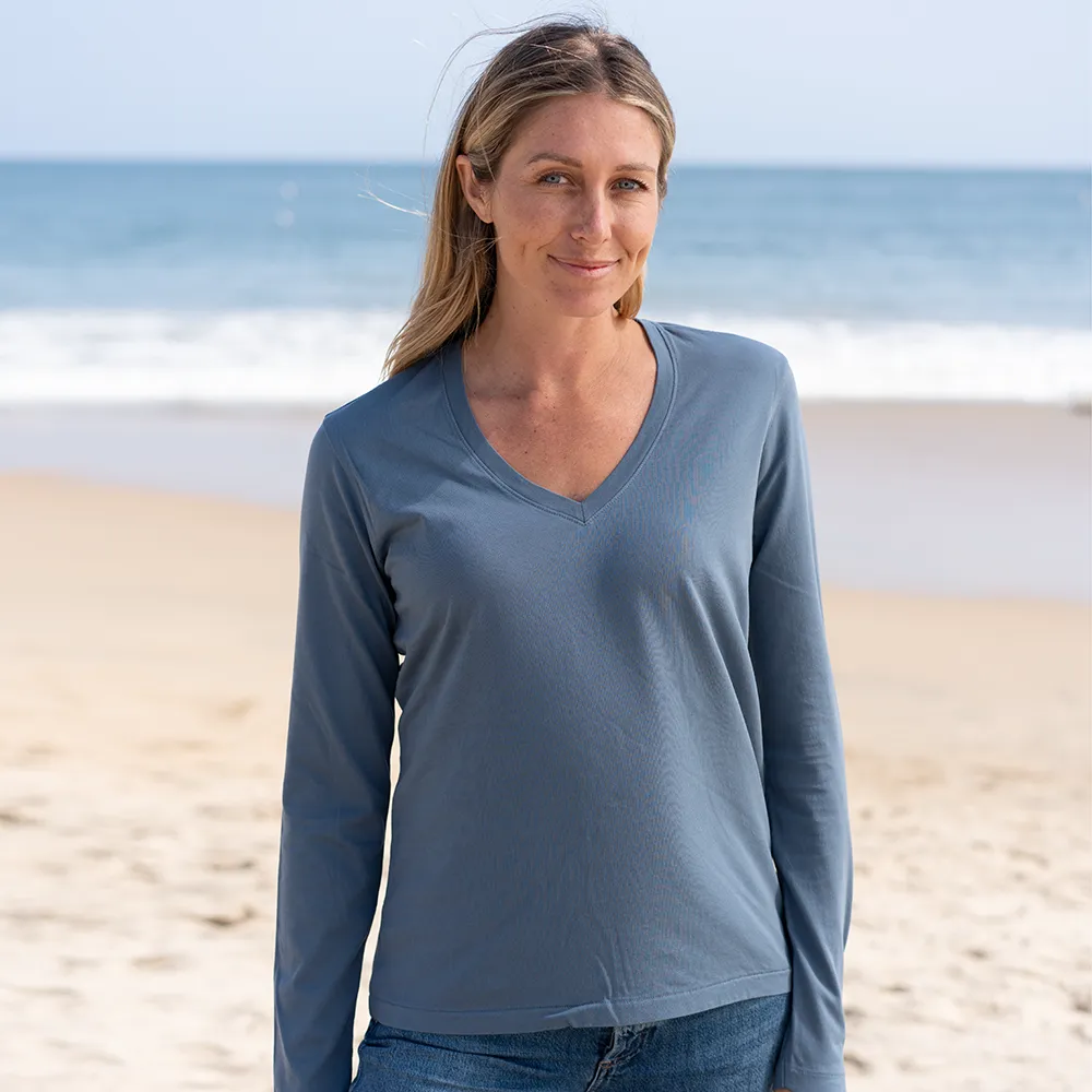 Womens Long Sleeve V-neck