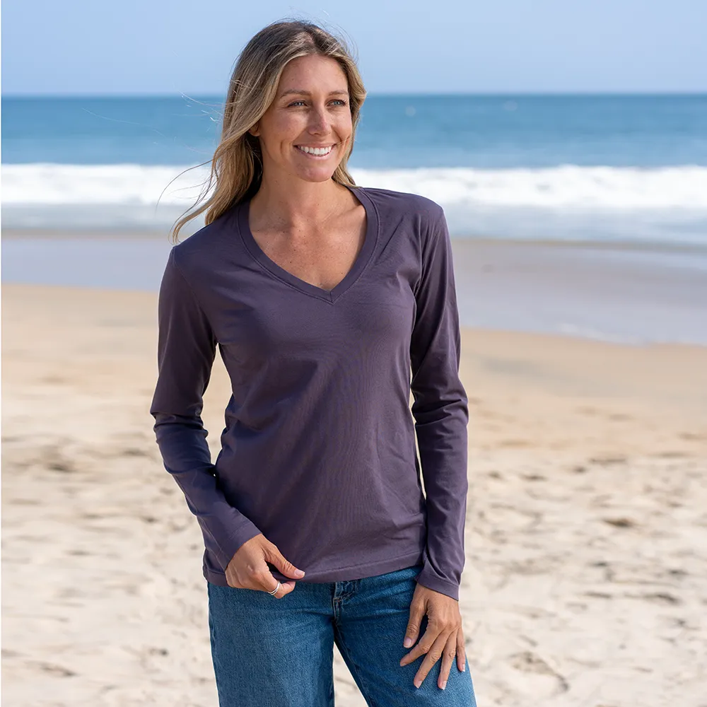 Womens Long Sleeve V-neck