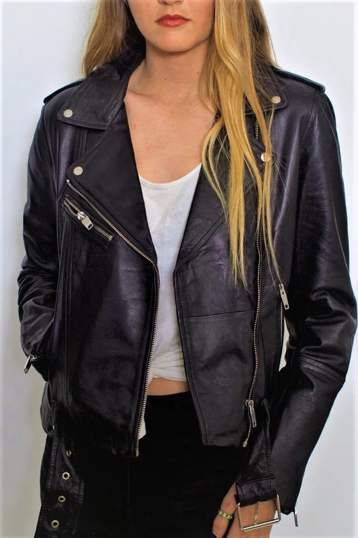 Womens Moto Nappa Leather Jacket