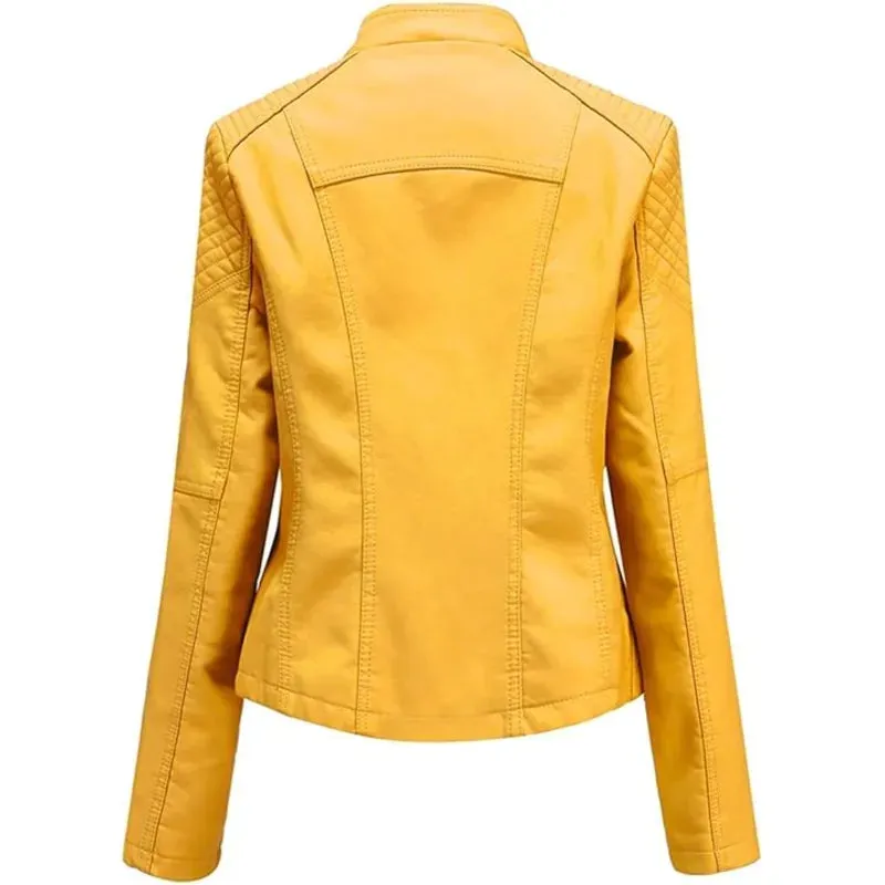 Women's Yellow Casual Leather Jacket