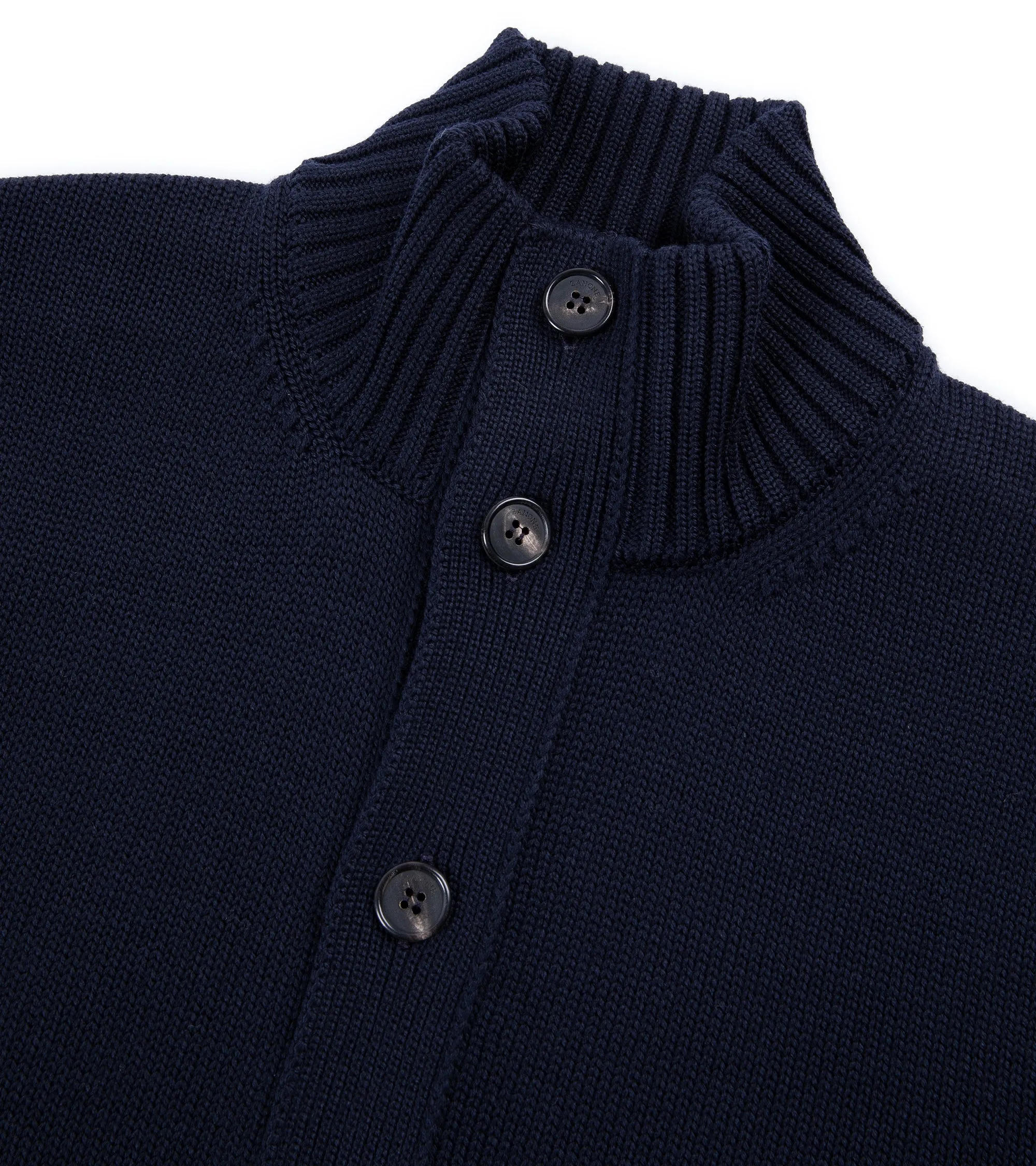 Zanone 5 Gauge Merino Cardigan: Navy