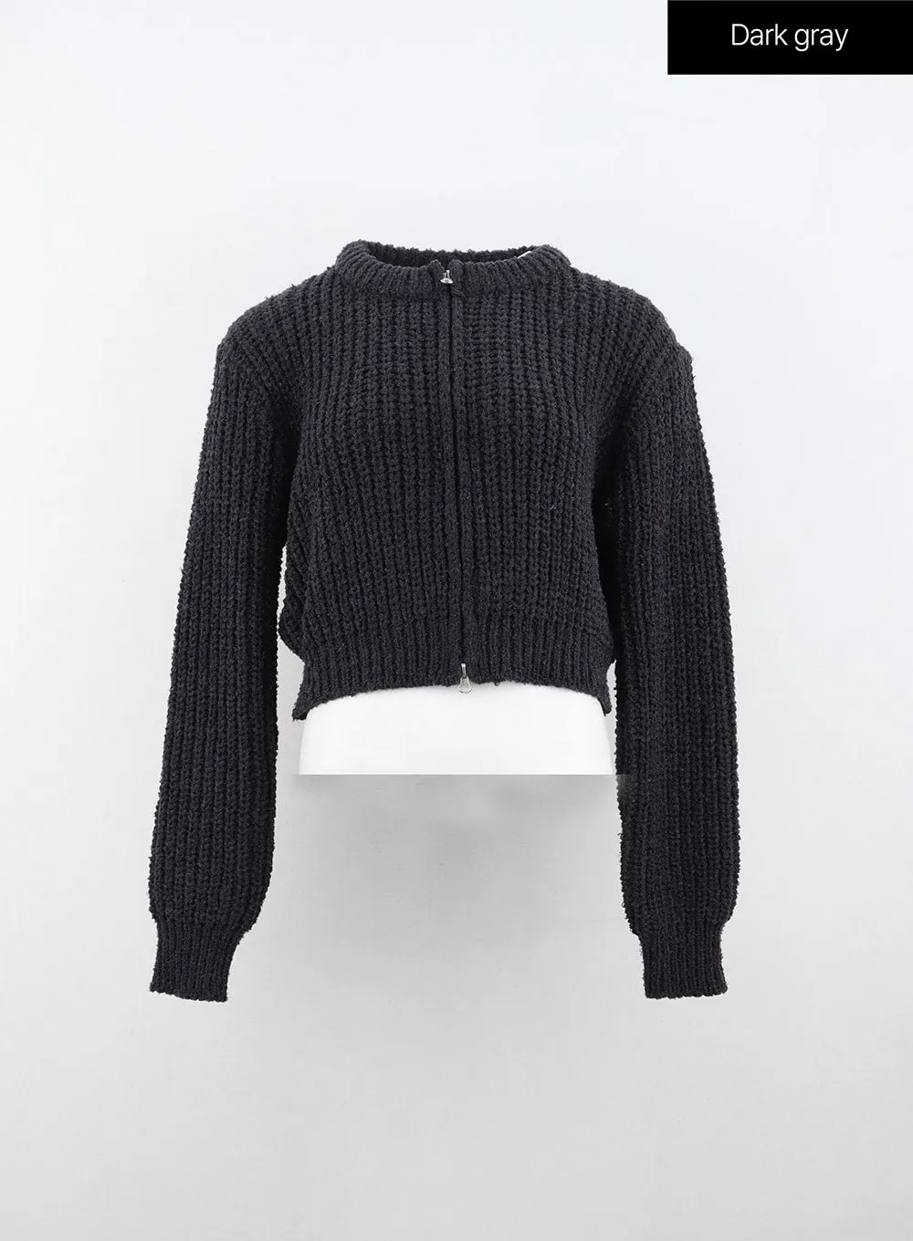 Zip-Up Waffle Knit Sweater IN314