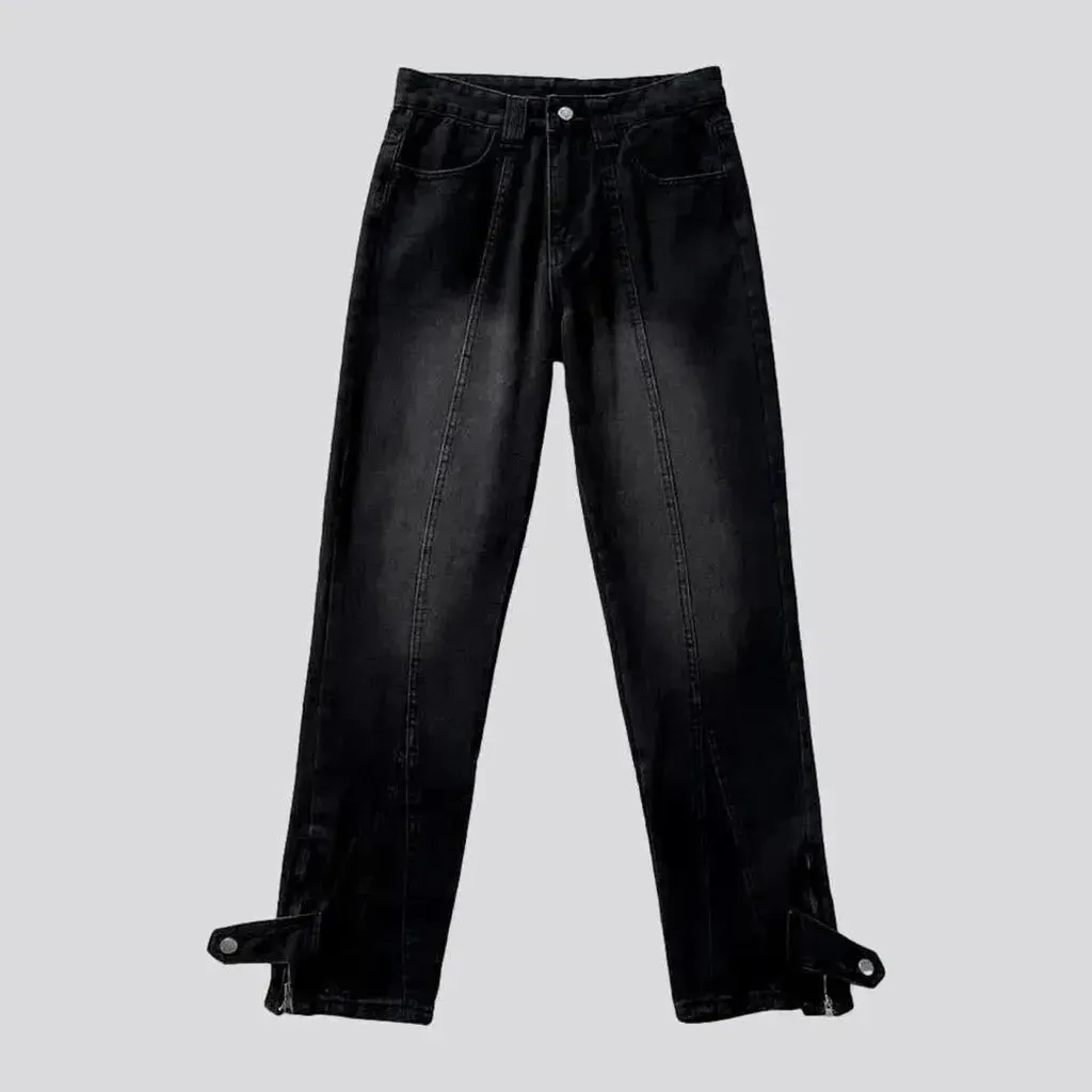 Zipper-button men's jeans